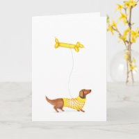 Dachshund com cartão de aniversário de balões de s