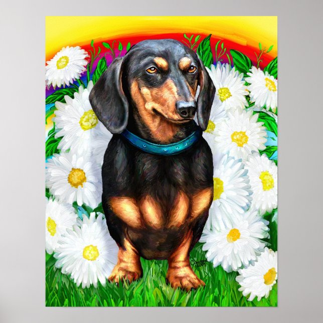 Dachshund Daisy Patch B&T Poster (Frente)