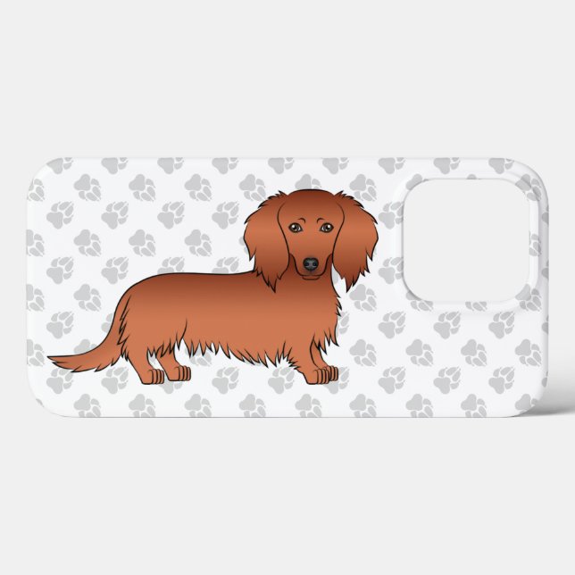 Dachshund de Cabelo Comprido Vermelho Cachorro de  (Verso (horizontal))