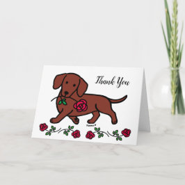 Dachshund e um cartões de agradecimentos de desenh