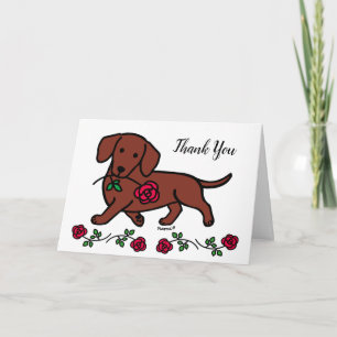 Dachshund e um cartões de agradecimentos de desenh