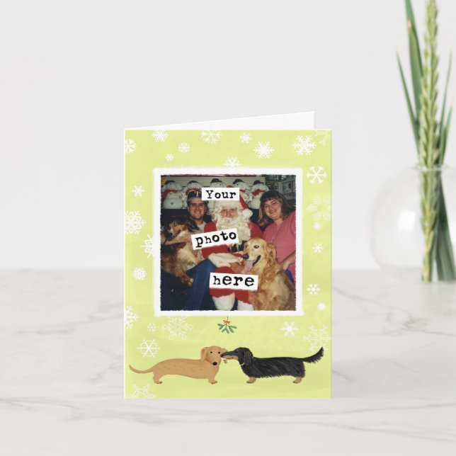 Dachshund Mistletoe Kiss Cães de Natal Modelo (Frente)