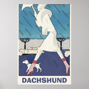 Dachshund na Chuva Poster