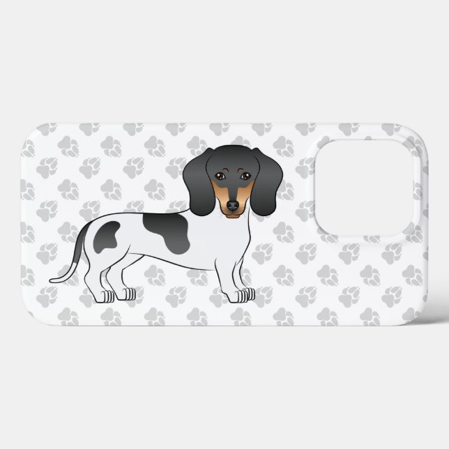 Dachshund Piebald Preto e Marrom de Pelo Curto & P (Verso (horizontal))