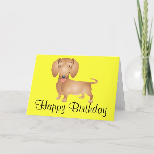 Dachshund Puppy Dog Feliz Aniversário Cartão Amare (Frente)