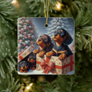 Dachshund Puppy Personalizado Cerâmica Ornamento d