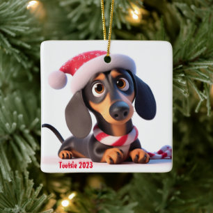 Dachshund Puppy Personalizado Cerâmica Ornamento d