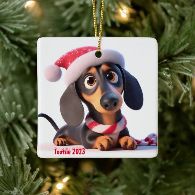 Dachshund Puppy Personalizado Cerâmica Ornamento d (Árvore)