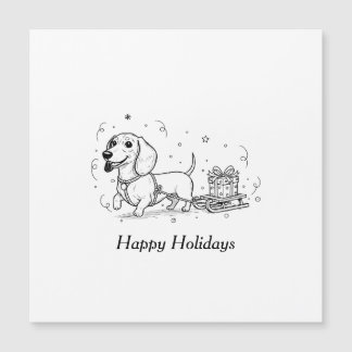 Dachshund puxando trenó com presentes de Natal