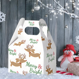 Dachshund Reindeer Caixa de Presentes de Natal Fel