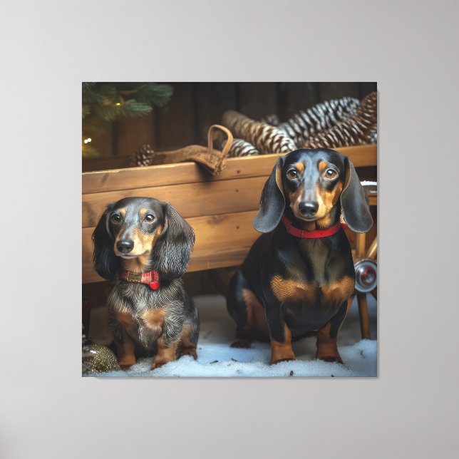 Dachshund Snowy Sleigh Decoração de Natal (Frente)