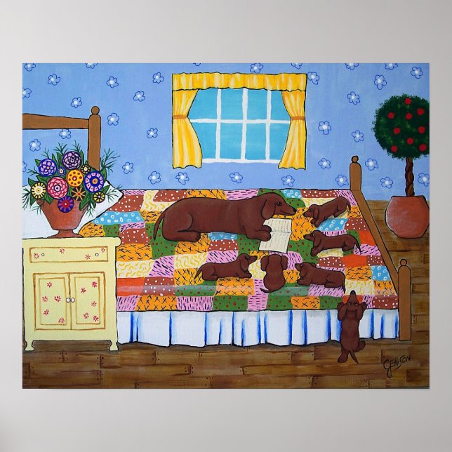 Dachshund Story Time Art Impressão (Frente)