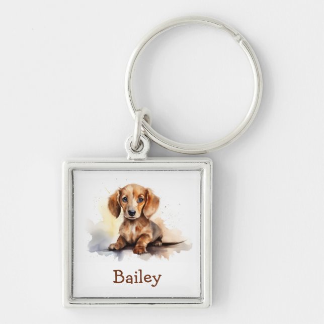 Dachshund Watercolor Chaveiro (Frente)