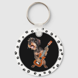 Dachshund, Wirehaired, Tocando Chaveiro de Violão