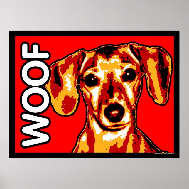 Dachshund WOOF Poster (Frente)