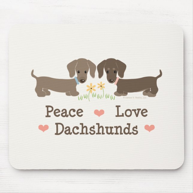 Dachshunds Mousepad do amor da paz (Frente)