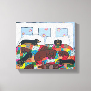 Dachshunds na arte das canvas da cama