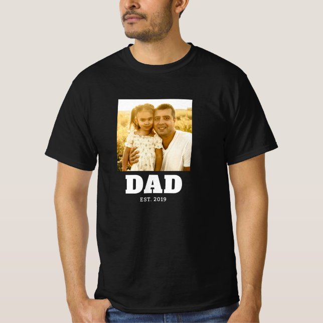 Dad Established Script Photo T-Shirt (Frente)
