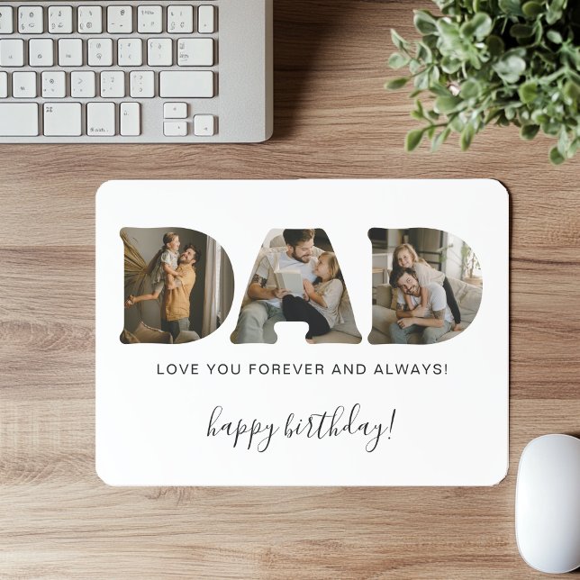 DAD Letter Photo Collage Birthday Mouse Pad (Criador carregado)