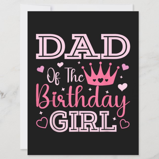 Dad of The Birthday Girl Cute Pink Matching Family (Frente)