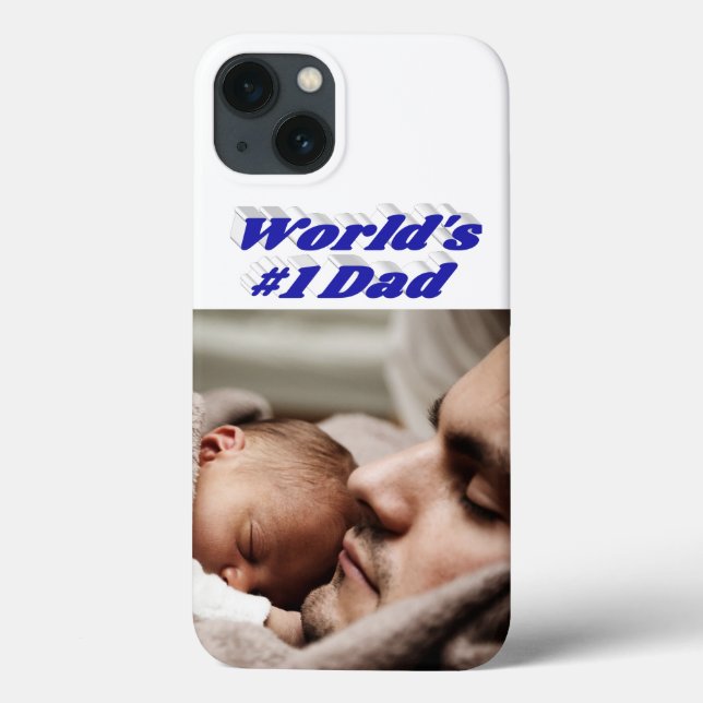 Dad Photo blue text  iPhone Case (Verso)