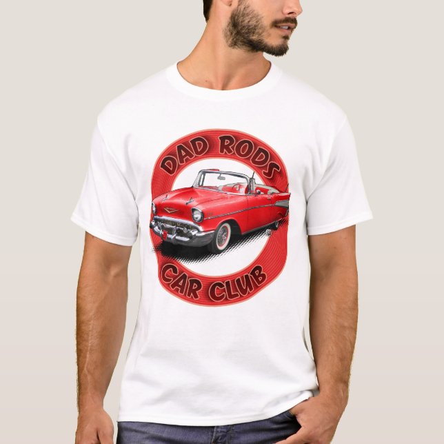 Dad Rods Car Club Red Bel Air Convertible T-Shirt (Frente)