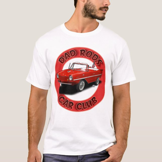 Dad Rods Car Club Red Bel Amphibious Car T-Shirt (Frente)