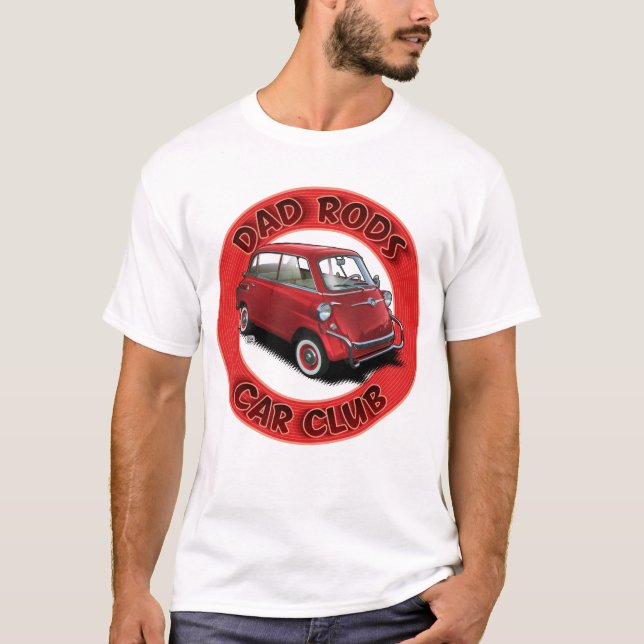 Dad Rods Car Club Red Bubble Car T-Shirt (Frente)