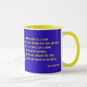Daffodil com a caneca cerâmica do poema de Willia