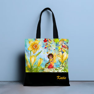 Daffodil Pixie Watercolor Tote Bag Personalizado