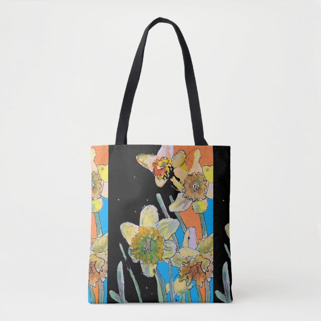 Daffodil Watercolor floral Damas Art Tote Bag (Frente)
