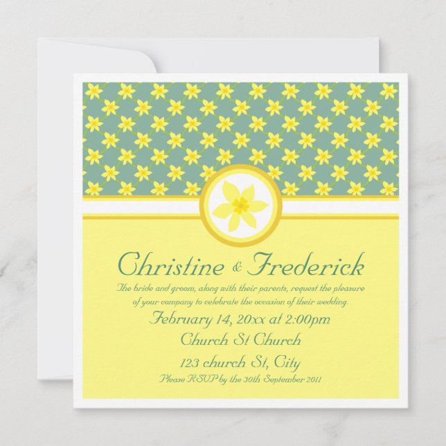 Daffodil Wedding, convite de 5,25"x5,25" (Frente)