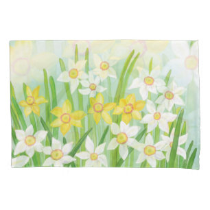 Daffodilos de Primavera branco e amarelo