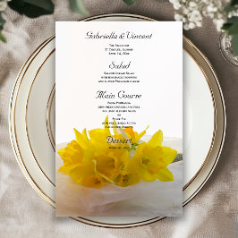 Daffodils Amarelos no Menu Casamento White Spring