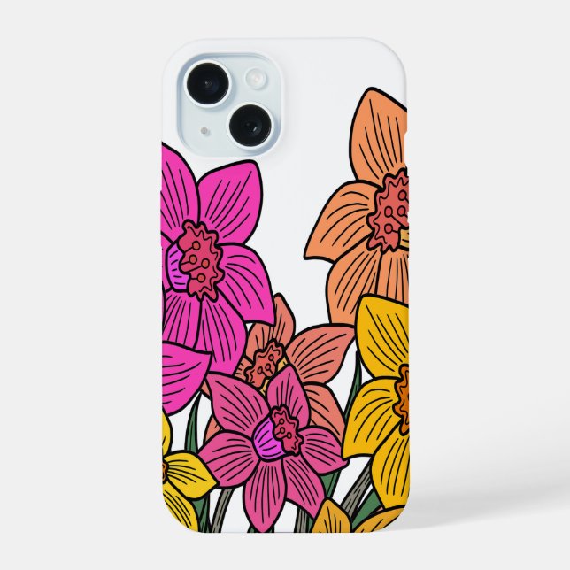 Daffodils Coloridos Flores Design (Verso)