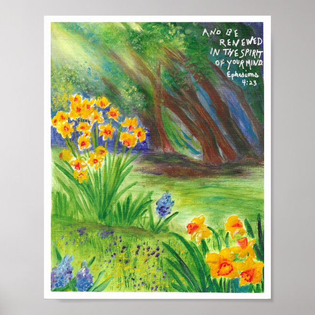 Daffodils com Escritura Poster cristã (Frente)