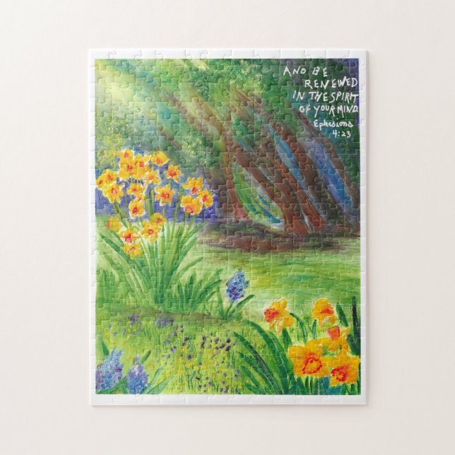 Daffodils com Escritura Quebra-cabeça cristã (Vertical)