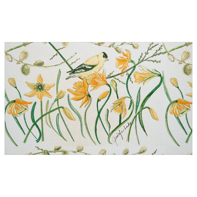 Daffodils e Tecido Goldfinch (Fat Quarter)