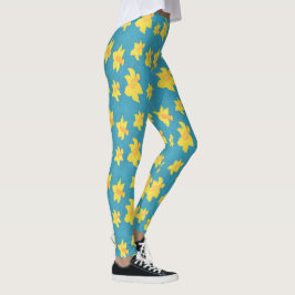 Daffodils em Leggings Azuis de Fundo