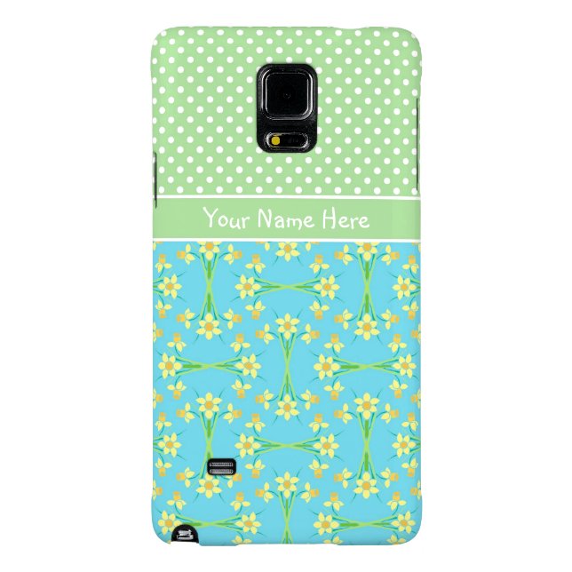 Daffodils em Turquesa, Polcas Brancas em Verde Sua (Traseira)