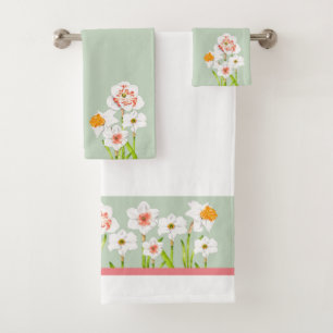 Daffodils em um conjunto de toalhas de banho
