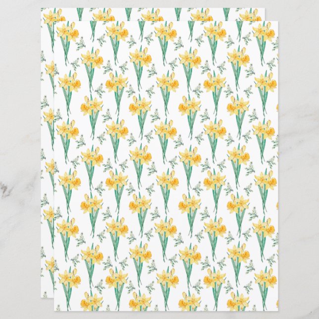 Daffodils Scrapbook Paper (Frente/Verso)
