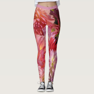 Dahlia Garden Flowers Abstrato Leggings