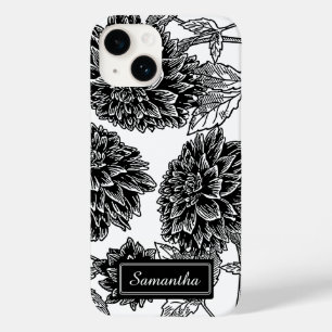 Dahlia Preta e Branca Elegante Personalizada