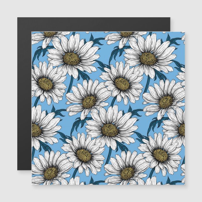Daisies, flores silvestres em azul (Frente/Verso)