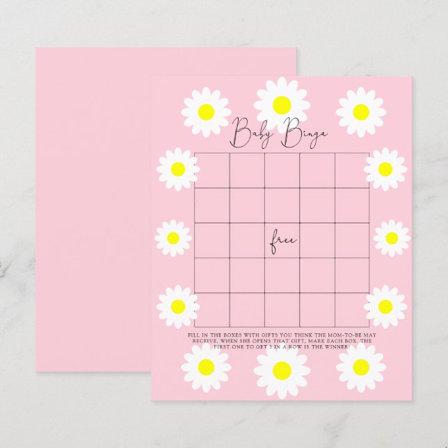 Daisies - jogo de bingo Chá de fraldas (Frente/Verso)