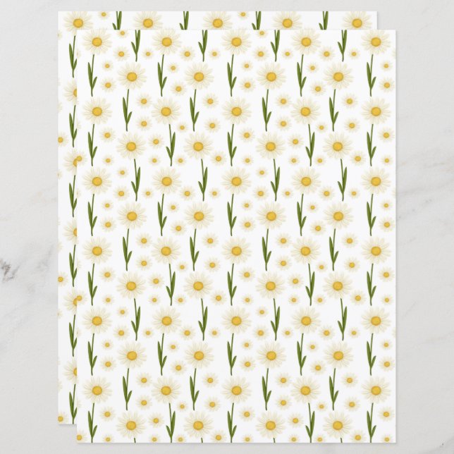 Daisies Scrapbook Paper (Frente/Verso)