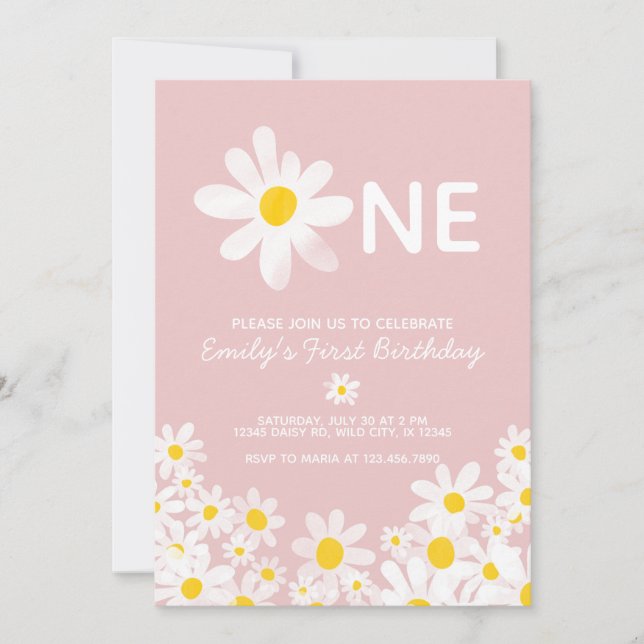 Daisy 1rua Menina Convite de Aniversário (Frente)