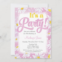 Daisy Birthday Convite Amarelo Cor-de-Rosa