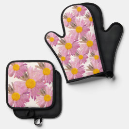 Daisy Delight Oven Mitt & Pote Holter Set Tie-Dye